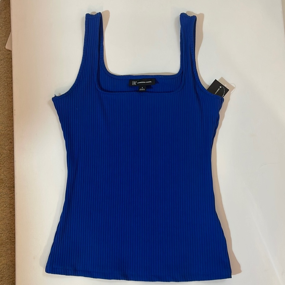 Beautiful royal blue tank top by INC. Ribbed.